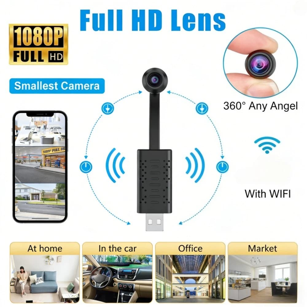 Mini Telecamera HD 1080P WiFi per Sicurezza Domestica, Videocamera IP Portatile con Visione Notturna, Telecamera Spia Subminiaturizzata