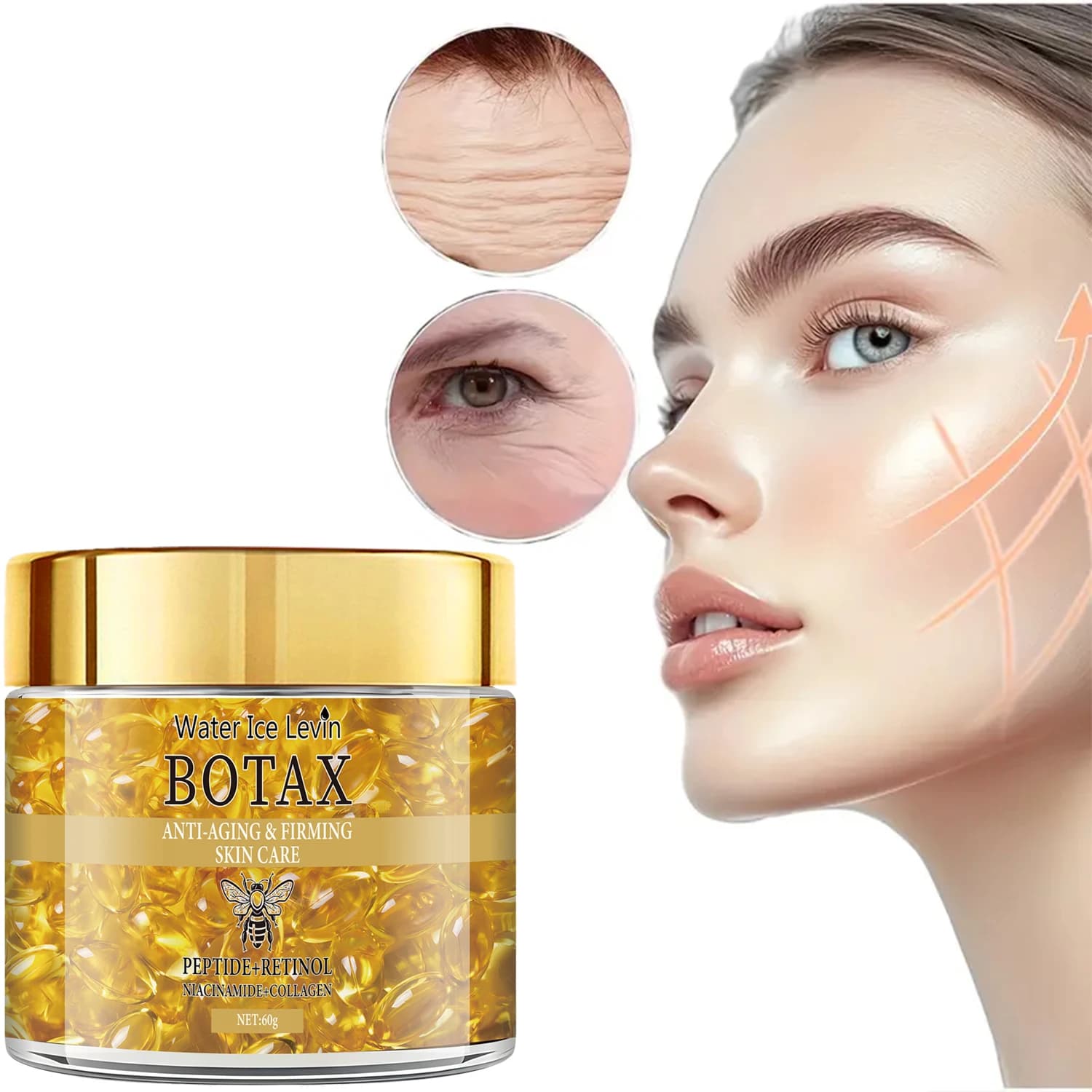 Retinol Collagen Peptide Anti Aging Firming Cream with Niacinamide, Moisturizing Face Cream for Wrinkles & Firm Skin 60g