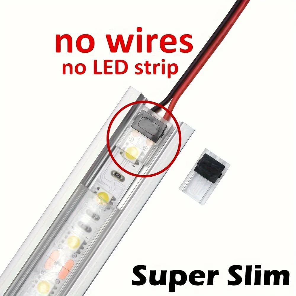 Connettore per strisce LED 3528 5050 a 2 pin, 5 pezzi, per strisce LED da 8/10 mm, per saldatura filo a filo, profilo in alluminio senza saldatura