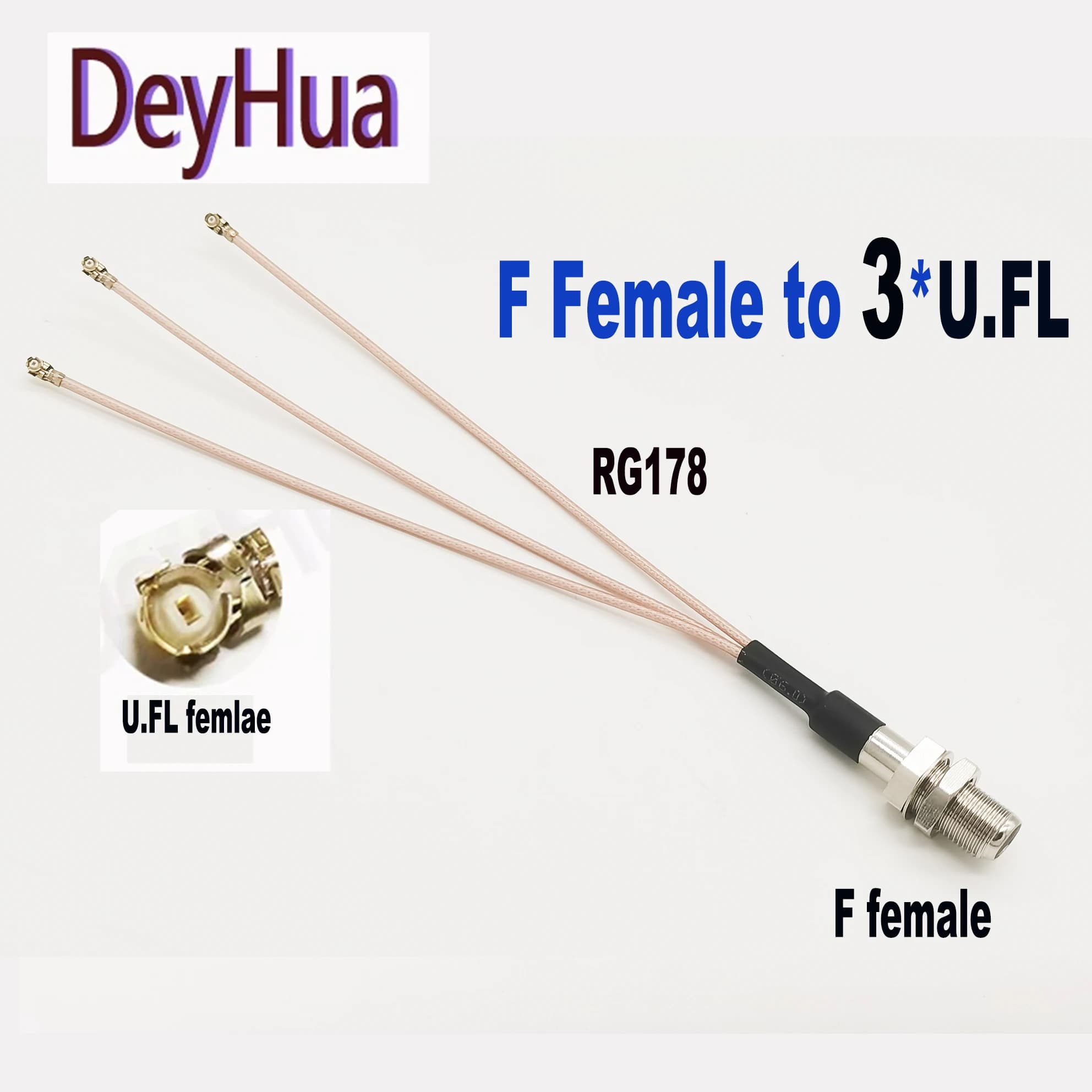 2/10 pz F Femmina a 6xU.FL Splitter F Femmina a 2345 6 x U.fl 1 Femmina RG178 1.13 Cavo WIFI Antenna Estensione Ponticello Treccia