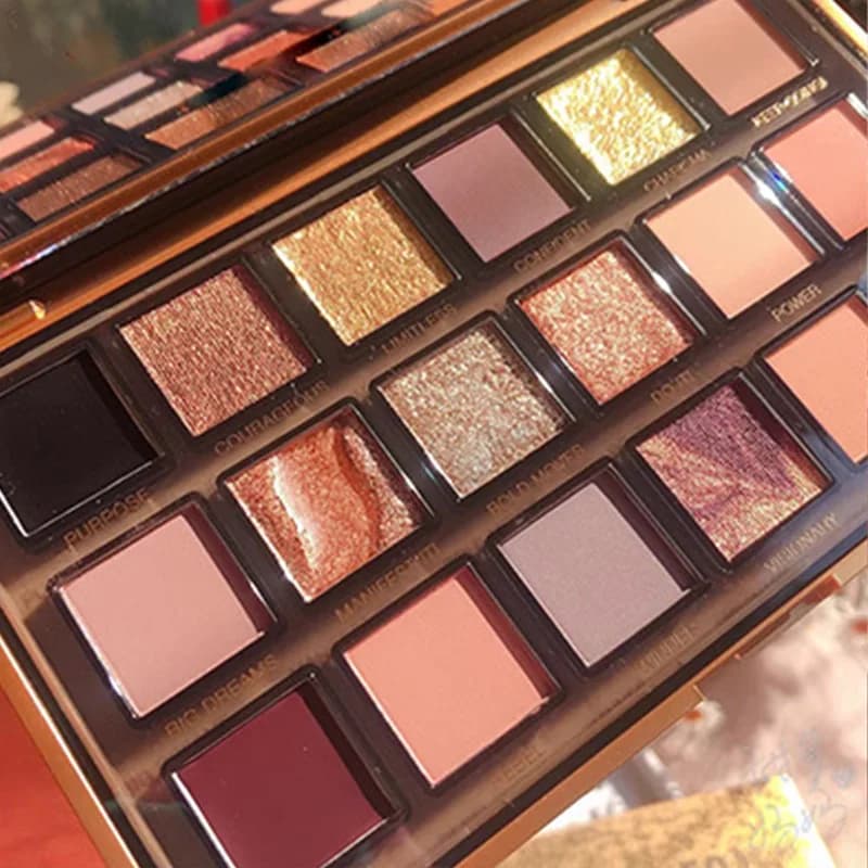 18 Color Golden Eye Shadow Palette Pearl Rose Gold black punk style Pearlescent Flow Glitter Matte Eyeshadow Palette Makeup