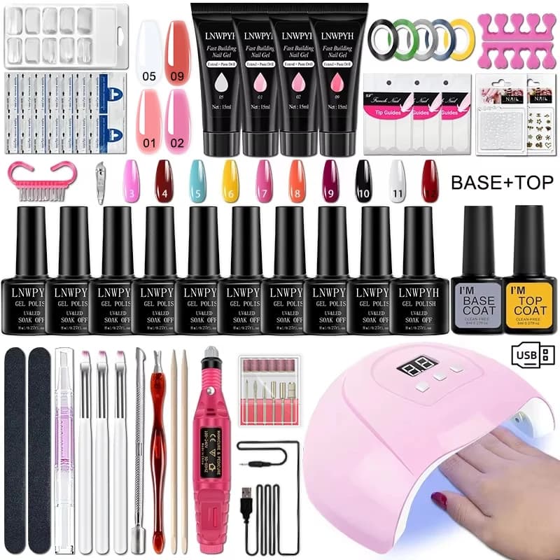 Gel Nail Polish Kit with UV Lamp for Nails Soak OFF Soak Nails Kit Base and top coat Gel Nail Tools Set