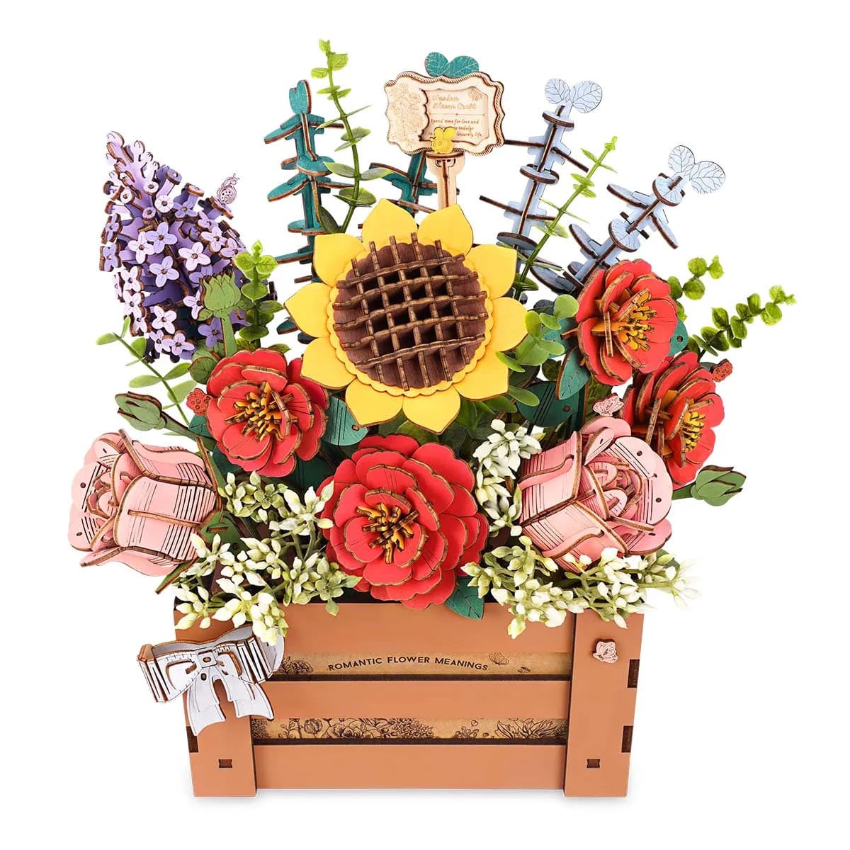Robotime Rowood Wooden Flowering Box 3D Wooden Puzzle DIY for Women Family Home Decoration Building Block Kit Christmas Gifts