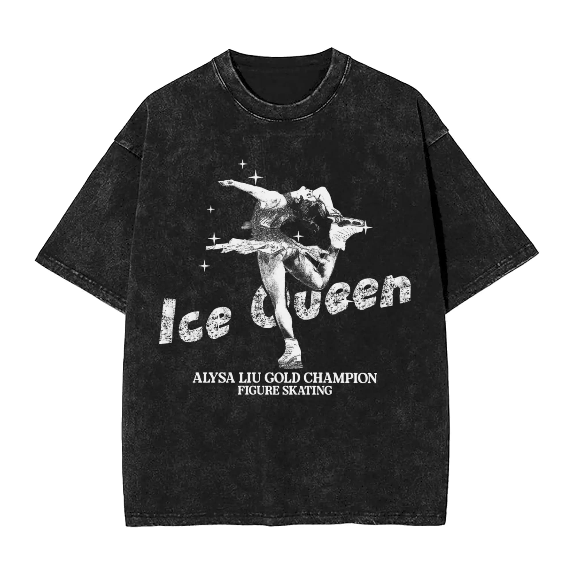 T-shirt lavata Alysa Liu per pattinaggio artistico, maglietta Harajuku streetwear a maniche corte con grafica, top unisex
