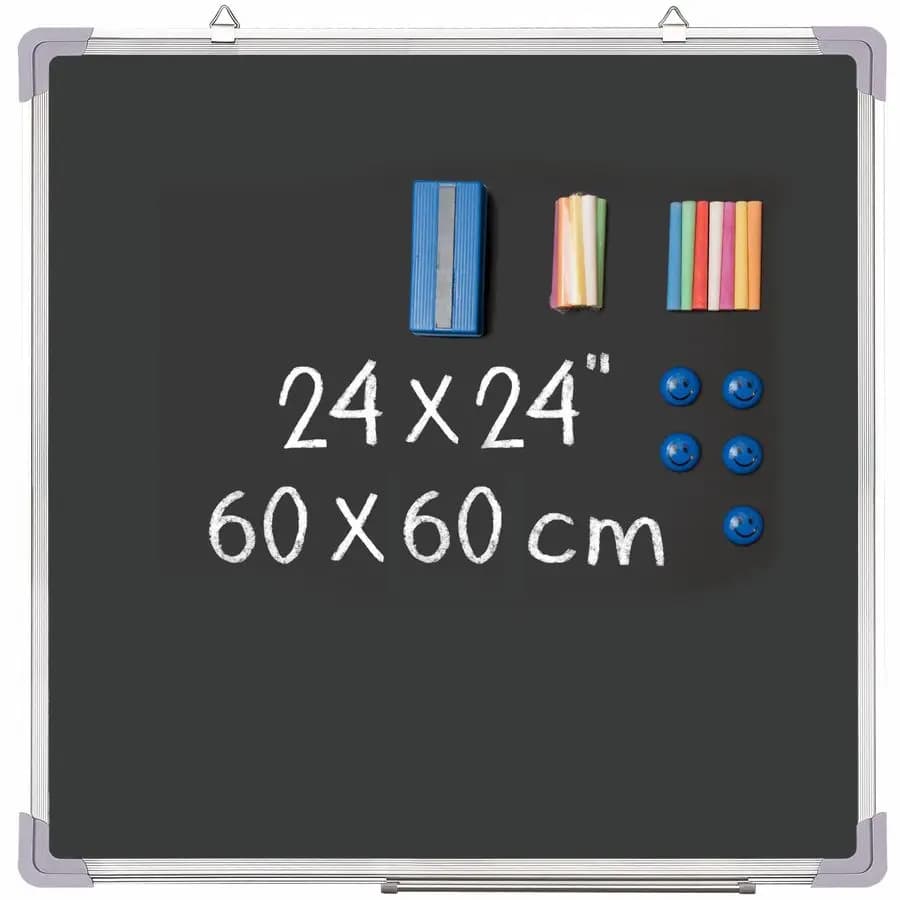 Set di 24 lavagnette nere da 24x24 pollici con 1 gomma magnetica per cancellare, 14 gessetti in 7 colori e 4 magneti, grande lavagna da parete nera per messaggi.
