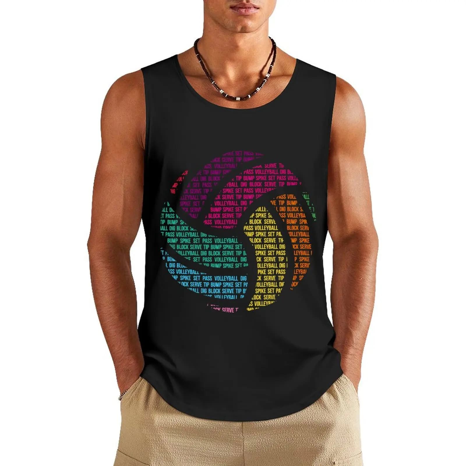 Parole di pallavolo colorate giocatore di pallavolo canotta essenziale maglietta semplice t-shirt anime maglietta senza maniche uomo