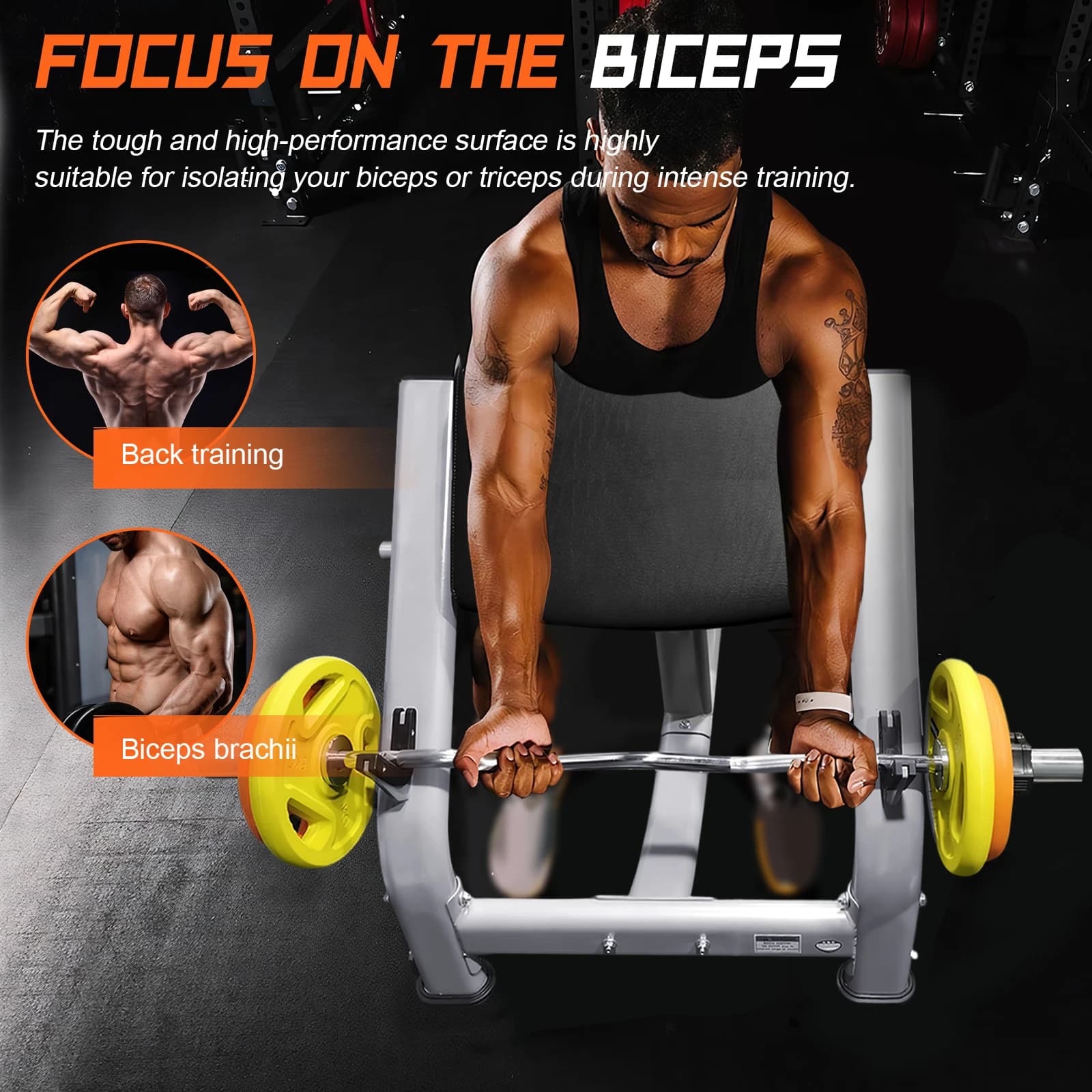 Preacher Curl bench with Adjustable Seat for Insulated Training with Libraries and Manubri, Ideal for Bicipits and Home Gym