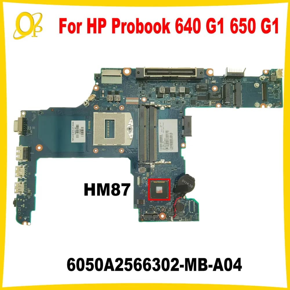 6050A 2566302 -MB-A04 Scheda madre per scheda madre portatile HP Probook 640 G1 650 G1 HM87 744007 -001 744007 -601 DDR3 Completamente testato