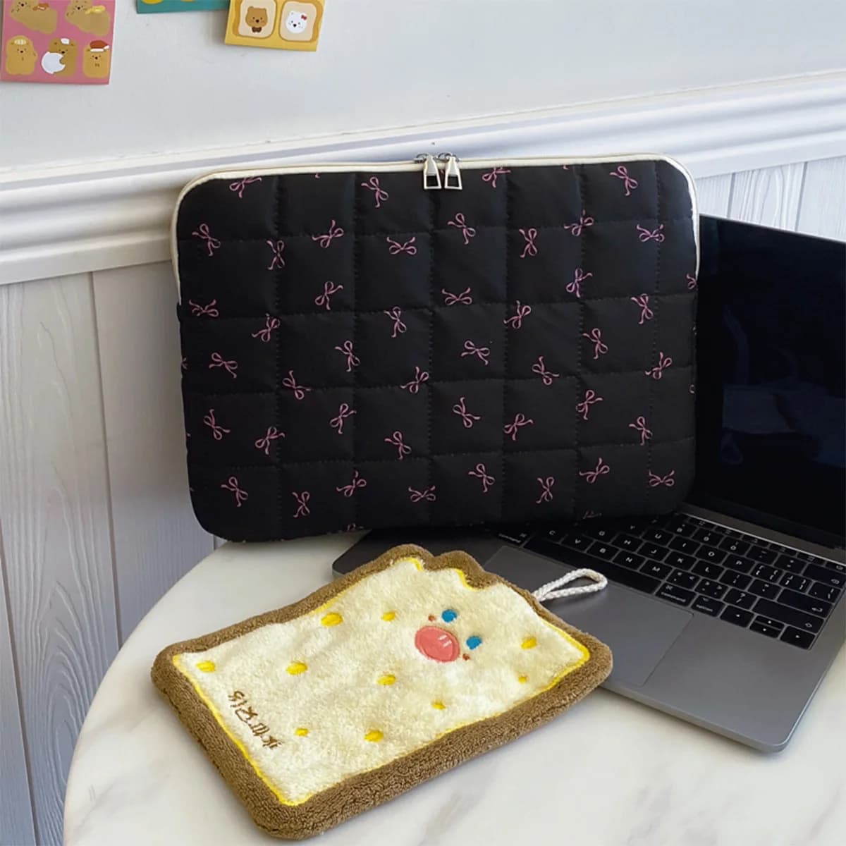 Borsa per Laptop Trapuntata Semplice e Casual con Stampa a Fiocco, Custodia Antiurto in Oxford con Cerniera, Multi-Misura per Ufficio e Pendolarismo
