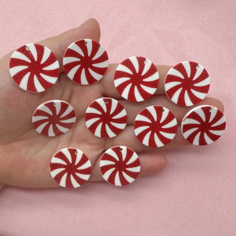 10pcs Christmas red candy acrylic pendant earrings accessories Christmas party decoration Christmas gifts