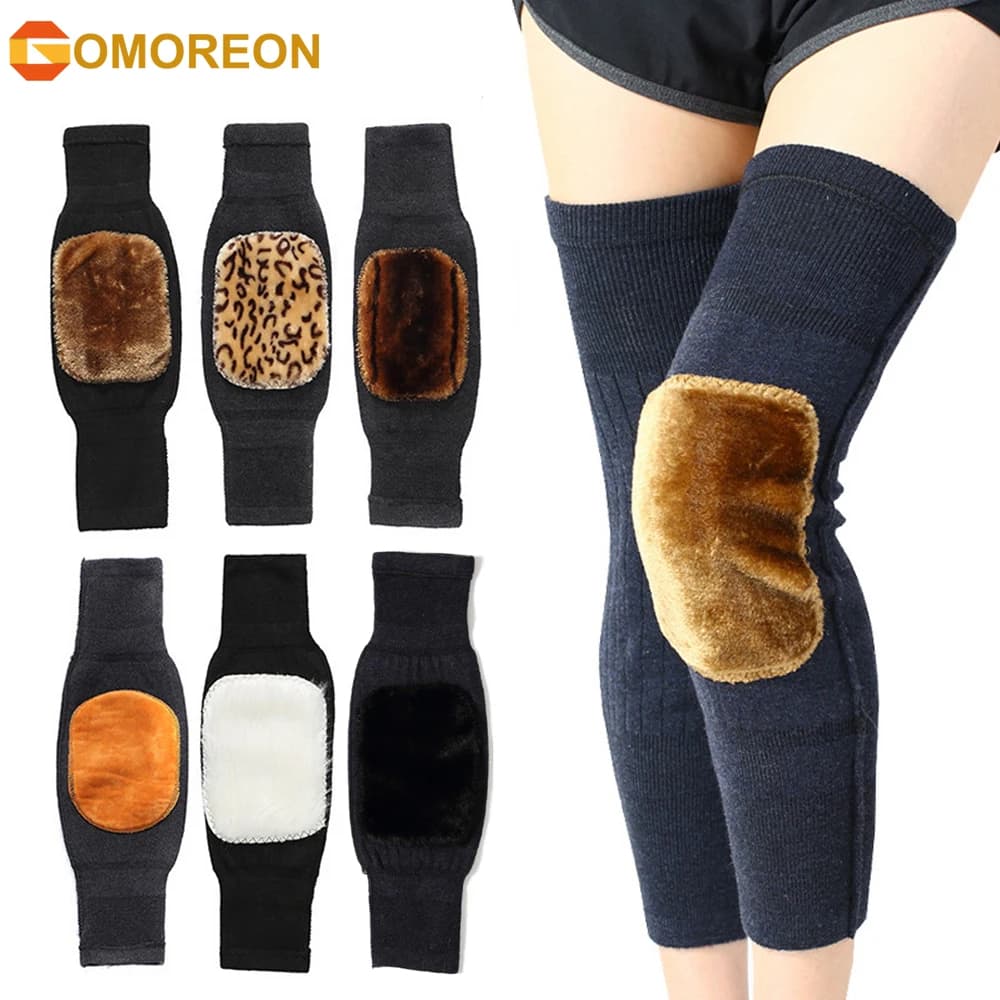 Uomo donna scaldamuscoli in lana spessa inverno artrite reumatica ginocchiere Leggings maniche per le gambe sci ciclismo corsa ginocchiere