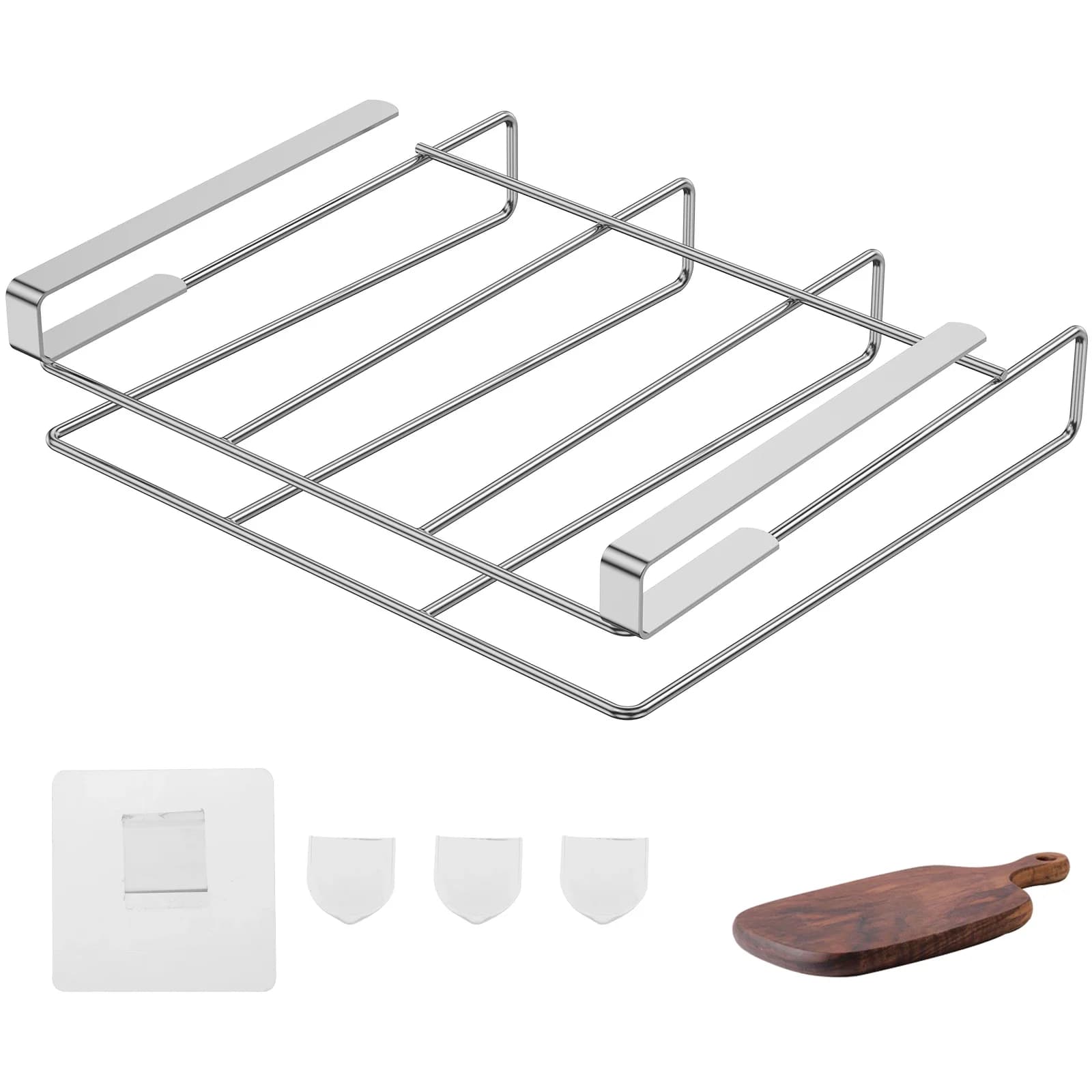 Under Cabinet Cutting Board Organizer Stainless Steel Hanging Chopping Board Rack Kitchenware Pot Cover Holder Storage Shelf