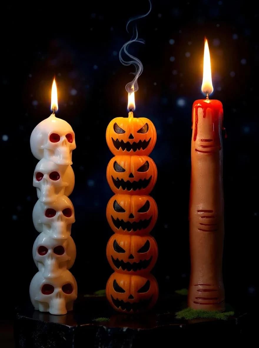 Halloween Aromatherapy Candle Set - Skull & Pumpkin&Bone Fingers Horror Home Decor, Soy Wax Scented Candles Limited Edition Gift