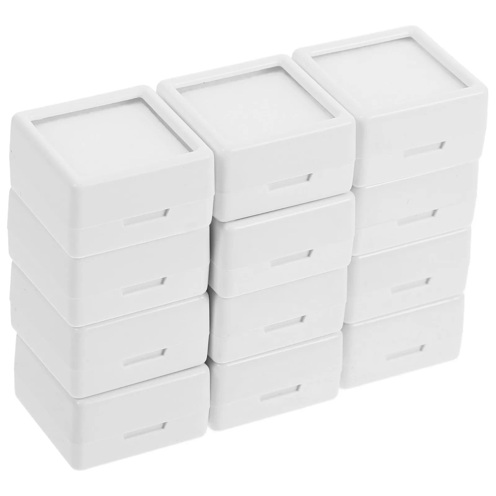 12Pcs Modern Clear Display Case Box ABS Shell Acrylic Cover Gemstone Jewelry Organizer Mini Storage Box for Rings Stones Beads