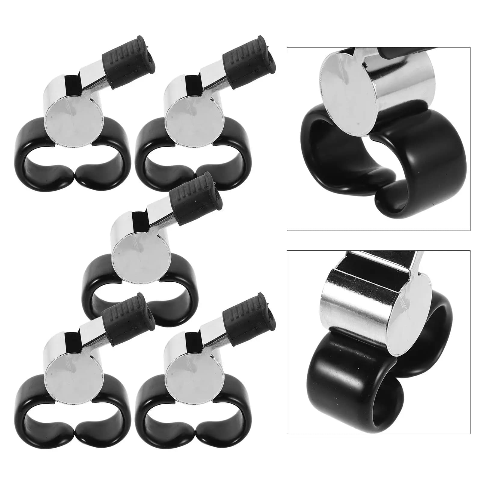 5Pcs Finger Ring Metal Referee Whistles Loud Handheld Whistles for Soccer Football Basketball Outdoor Training