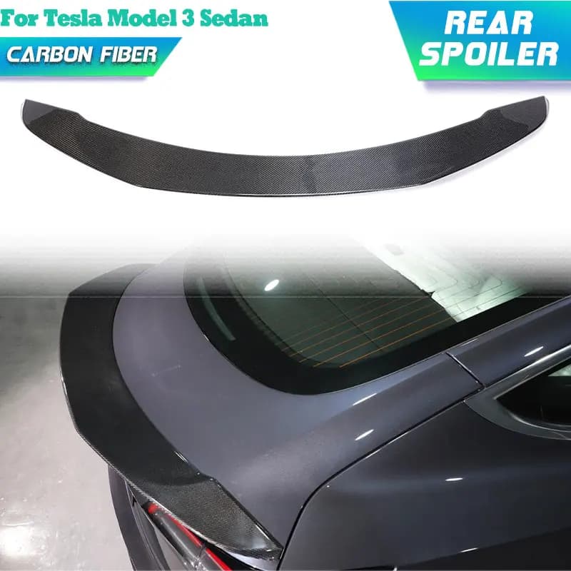 Ali spoiler per bagagliaio posteriore per auto in fibra di carbonio completa per Tesla Model 3 Berlina 4 porte 2019-2022 Kit corpo labbro spoiler posteriore