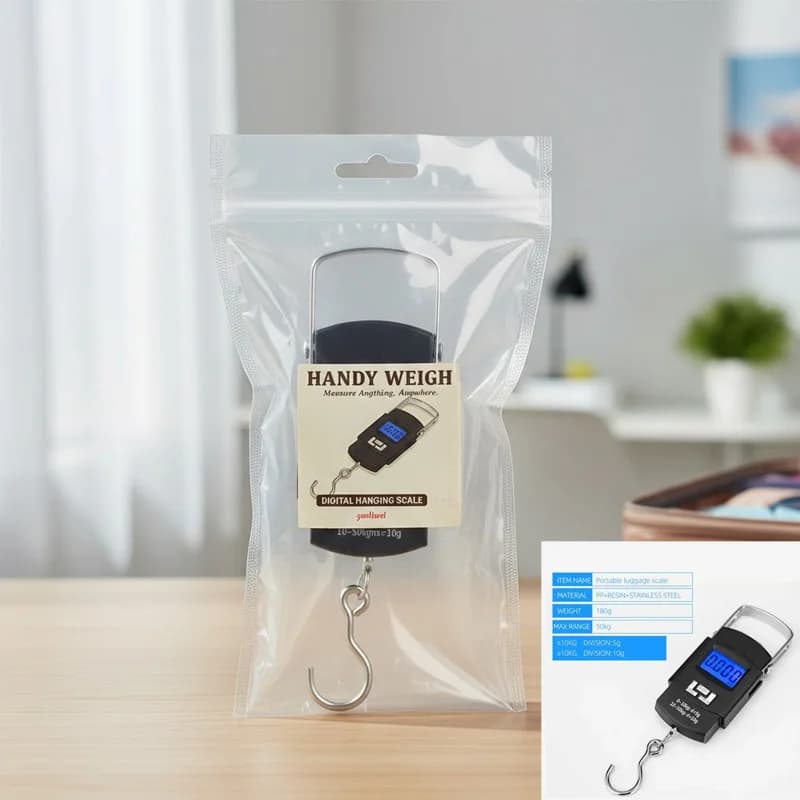 Bilancia Digitale Portatile LCD da 50kg per Bagagli, con Display e Gancio, Mini Bilancia per Consegne Express