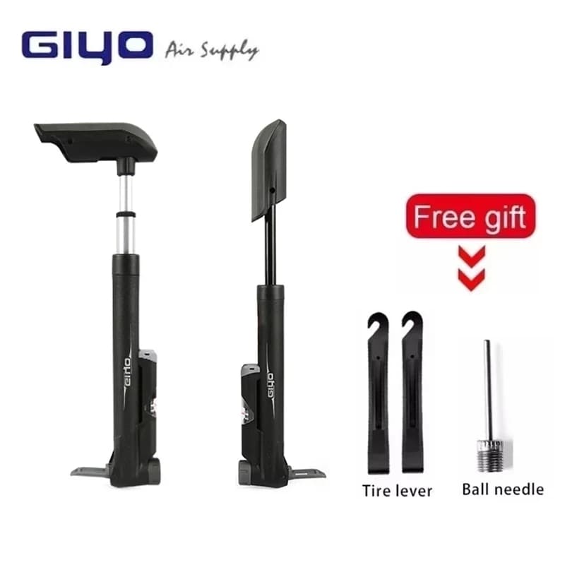 Pompa per Bicicletta Portatile GIYO 120psi con Manometro, Mini Pompa ad Aria Manuale per Ciclismo, Valvola Intelligente per Mountain Bike, Gonfiatore per Palloni e Giocattoli