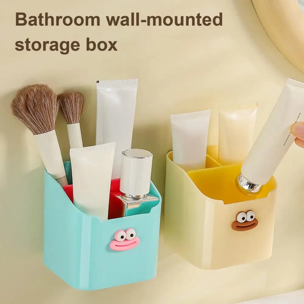 Organizzatore da parete per bagno con porta spazzolini multi-scomparto, design inclinato a 45 gradi e drenaggio a gola cava