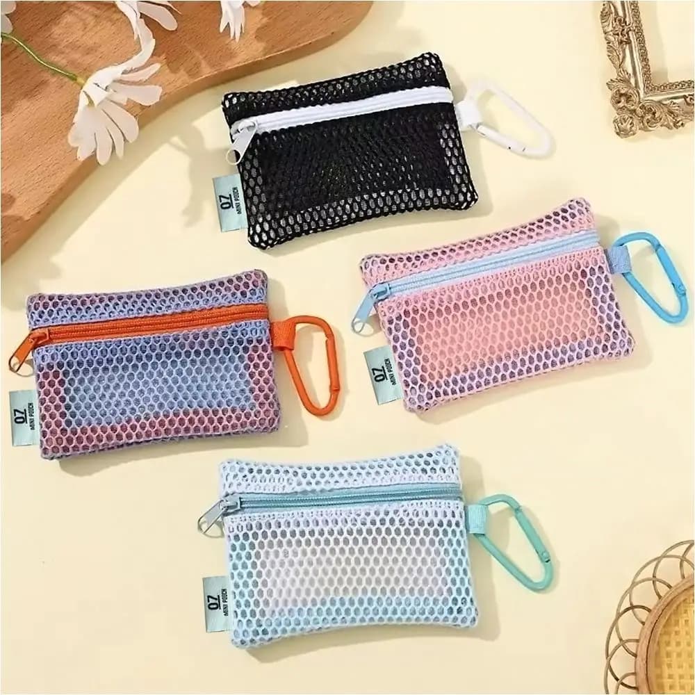 Elegant Light Network Cosmetic Bag Portable Square Cosmetic Bag with Hinge Multipurpose Toiletry Case for Various Items