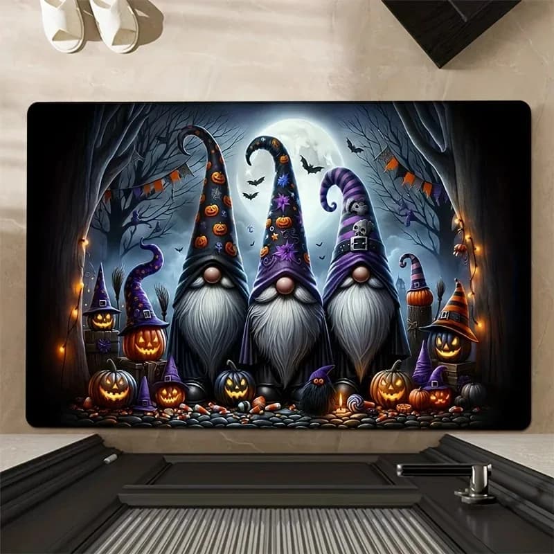 1Pc Halloween Horror Doormat Pumpkin Candy Midget Print Absorbent Non-Slip Mat Area Carpet Comfortable Floor Mat