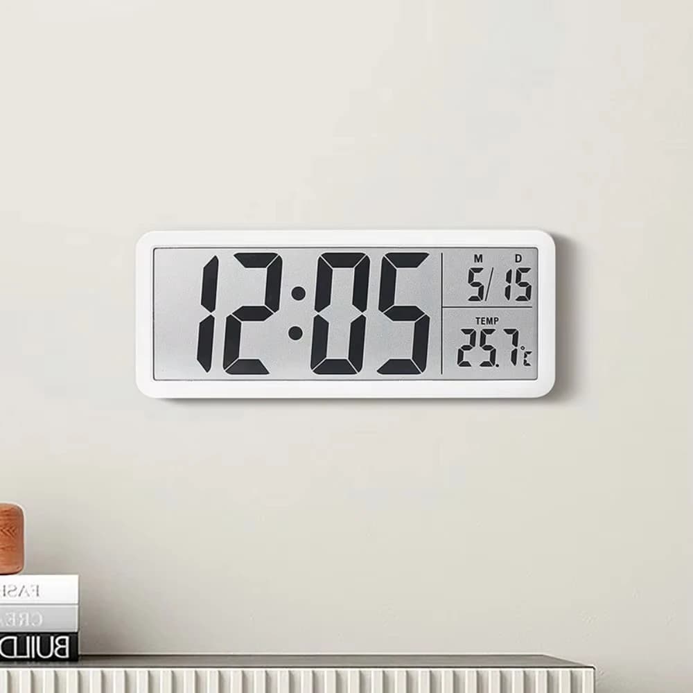 Orologio da Parete Digitale LCD Moderno con Sveglia Elettronica, Display Ora, Settimana e Temperatura, Decorazione per Camera da Letto e Casa