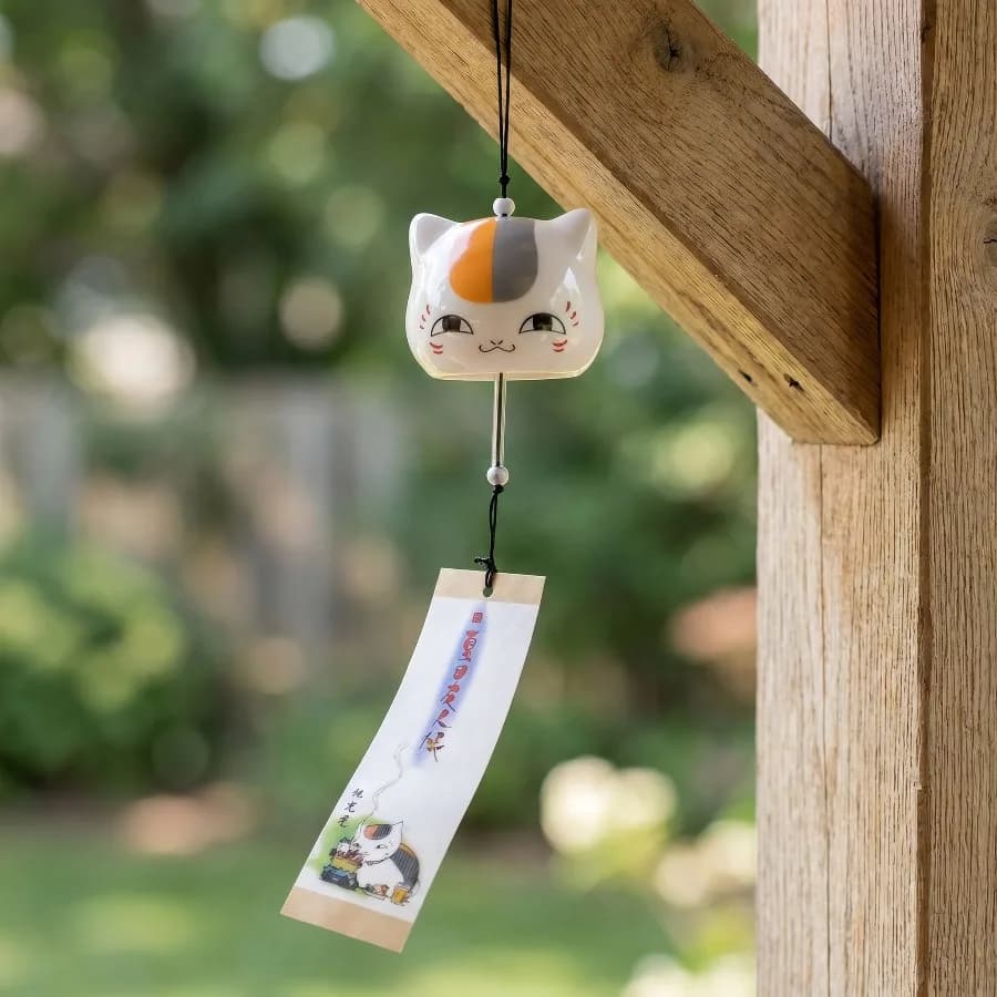 3 inch Madara Cat Wind Chime Glass Clear Anime Jellyfish Bells Natsume Yuujinchou Japanese Style Handmade Home Room Decoration
