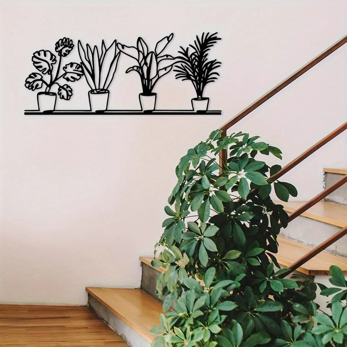 Moderna Decorazione da Parete in Metallo a Forma di Vaso per Piante, Placca Botanica in Ferro per Soggiorno, Camera da Letto e Giardino