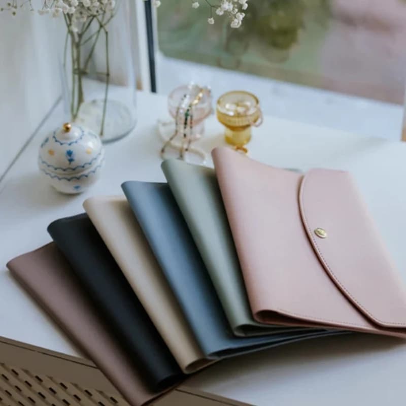 C90C Waterproof PU Leather Journal Cover With Button Closure Card Pocket Pen Slots