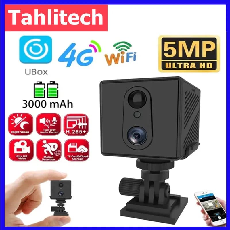 Mini 4G Security Camera SIM Card or Wifi 5MP Survalance IP Camera 3000 mAh Big Battery Low Power Voice Intercom CCTV Camera