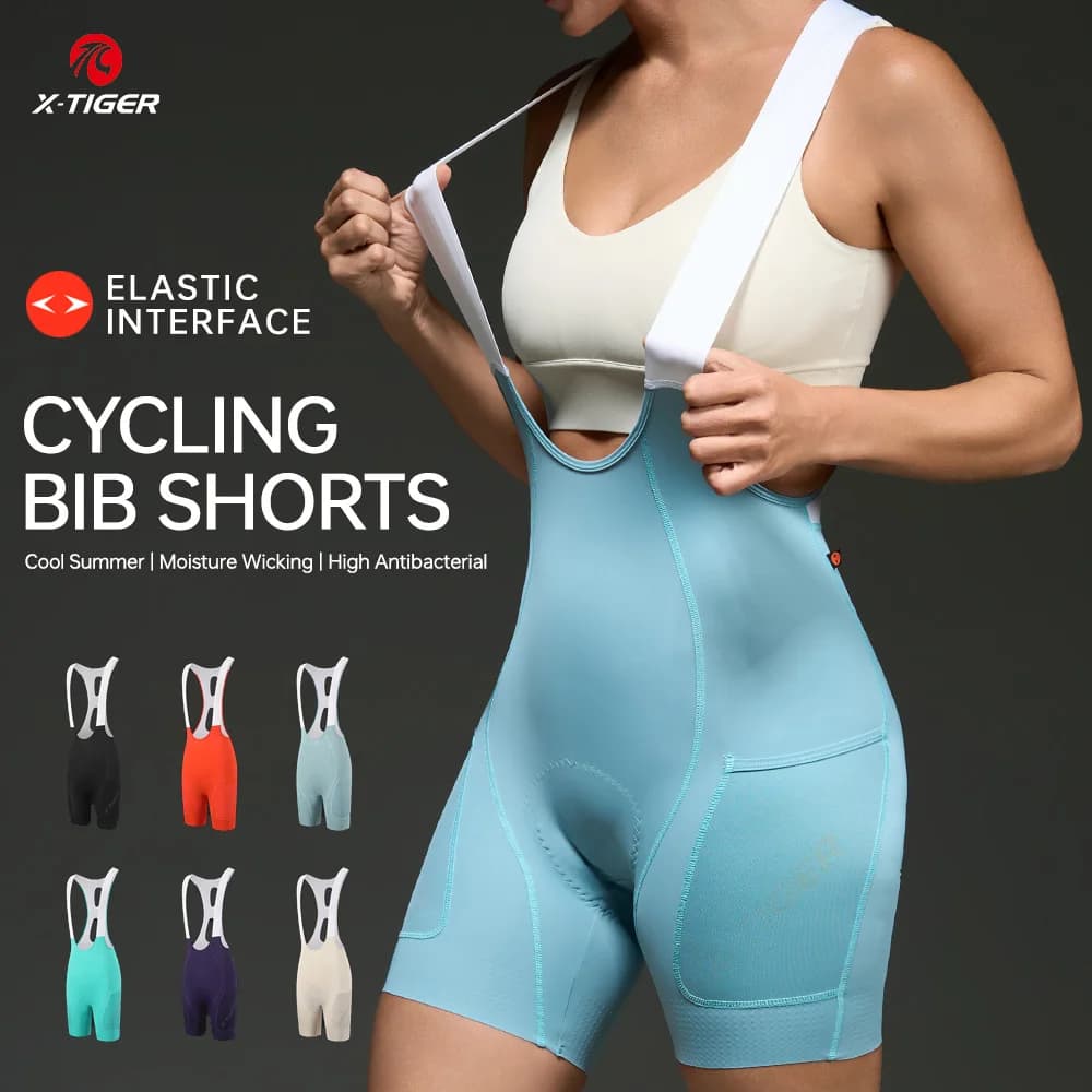 X-TIGER Pantaloncini da ciclismo da donna con fondello in pelle scamosciata 2026 Estivi Traspiranti con cuscinetto ELASTIC-INTERFACE Serie Light Cloud