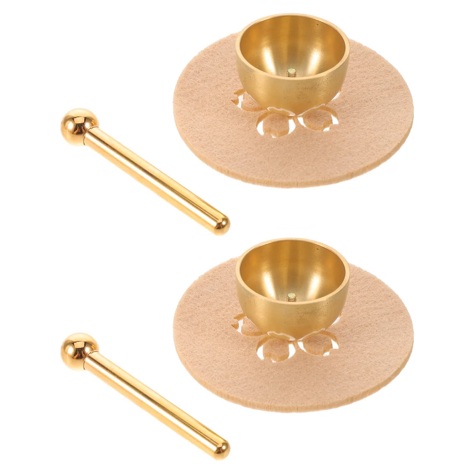 2 Sets Mini Singing Bowl Music Bowls for Meditation Mindfulness Tool Om Non-woven Fabric Hand Hammered