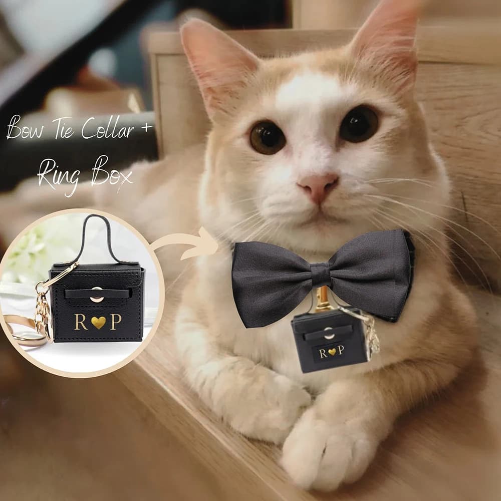 Sacchetto Personalizzato per Anelli Nuziali per Cani e Gatti, Scatola Personalizzata per Anello di Fidanzamento, Collari per Cani, Cuscino Porta Anello per Proposta di Matrimonio