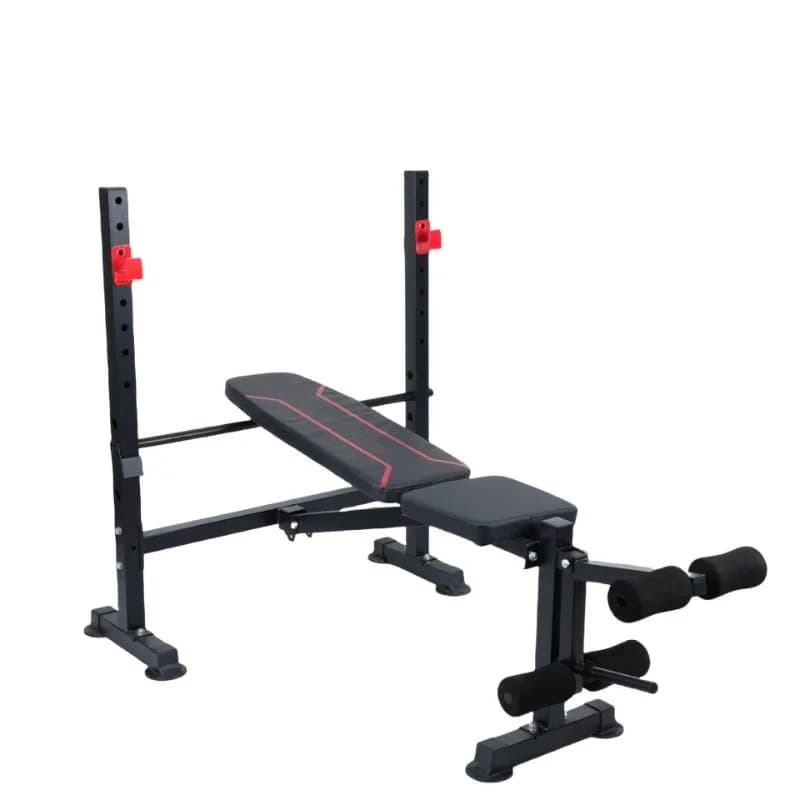 Rack per Panca da Sollevamento Pesi, Attrezzatura Fitness Domestica Multifunzionale Integrata con Sgabello per Manubri