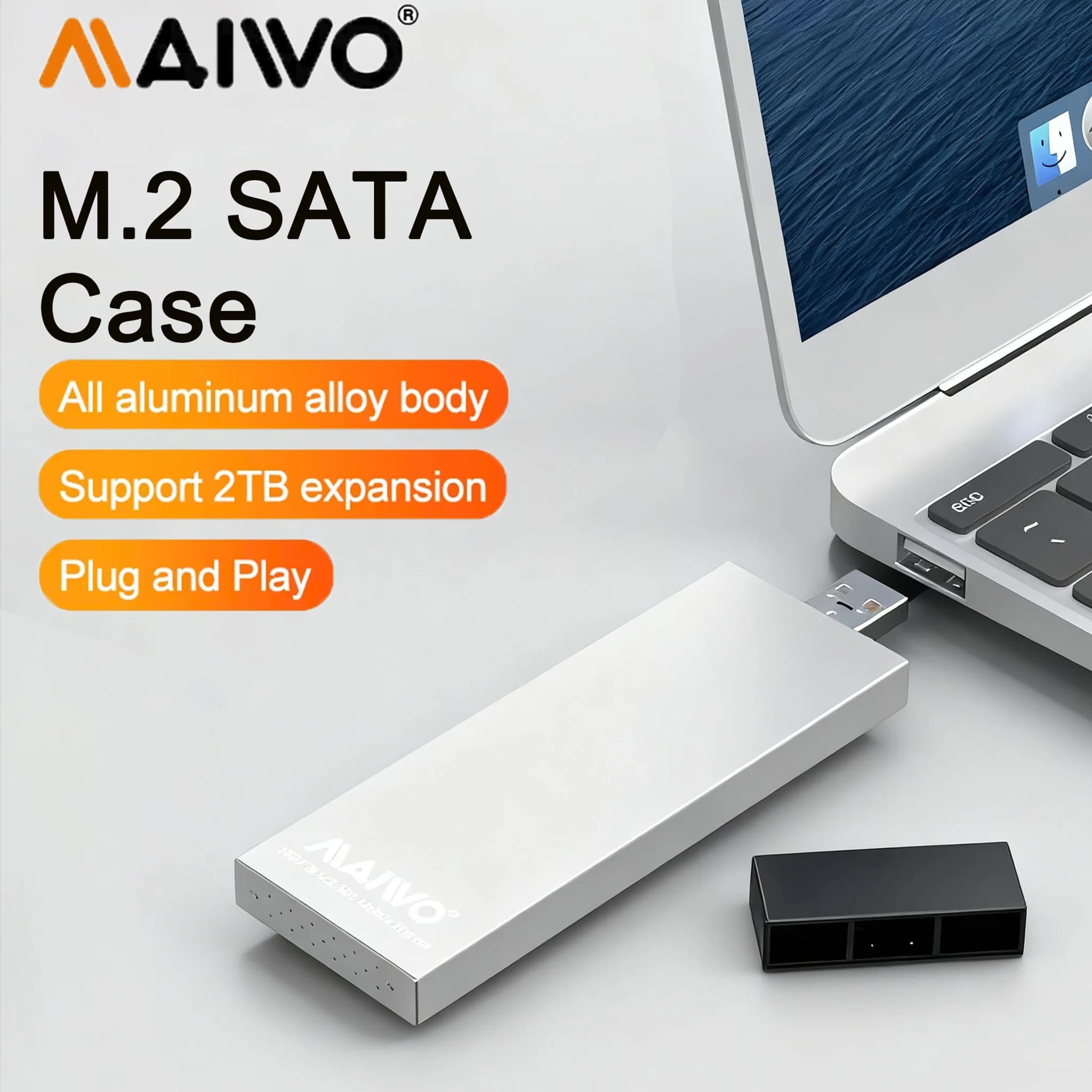 Custodia SSD MAIWO M.2 SATA Custodia per disco rigido mobile esterno da USB 3.0 a SATA Custodia SSD portatile interamente in alluminio per PC portatile