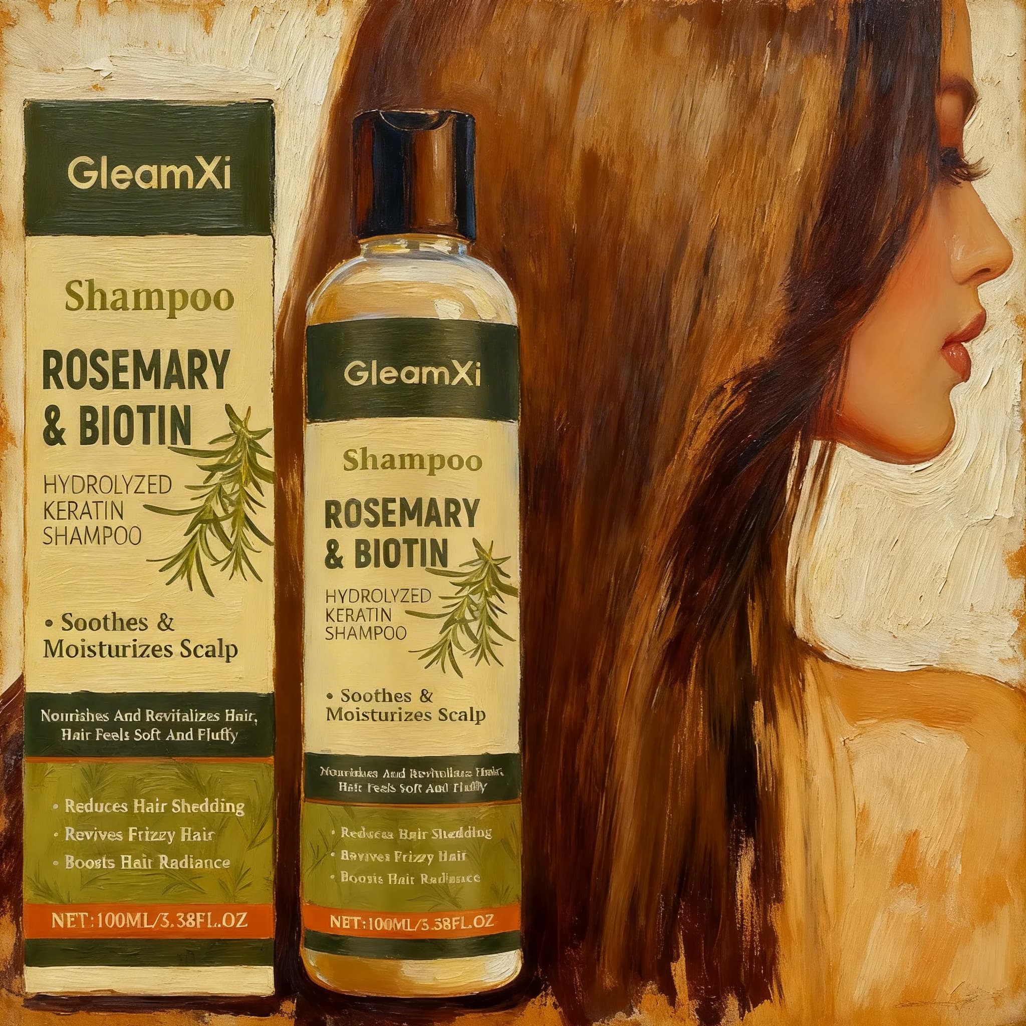 Organic rosemary shampoo for hair growth for women and men, strengthening and volumizing shampoo with biotin and hydrolyzed keratin