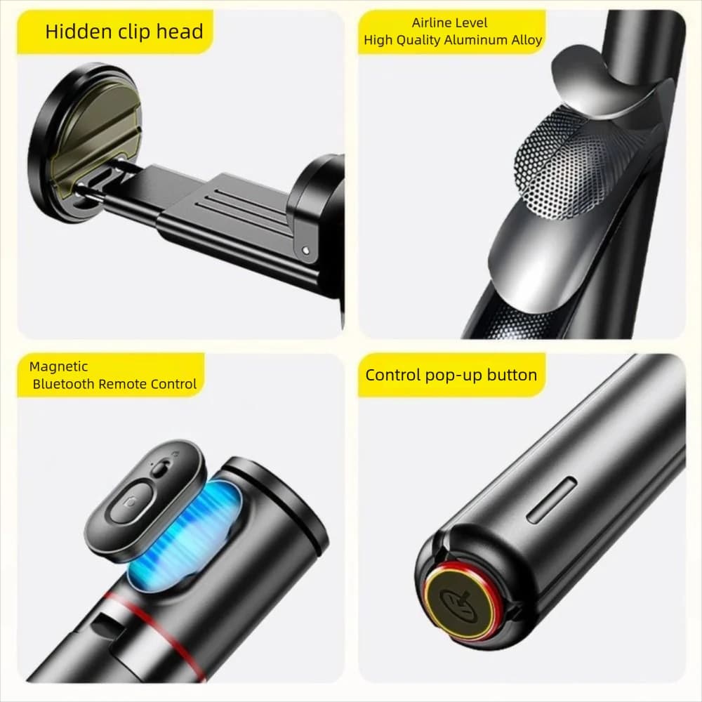 Treppiede magnetico per selfie con apertura automatica per salto automatico Bastone per selfie Bluetooth da 177 cm Bastone per selfie remoto automatico con caduta portatile