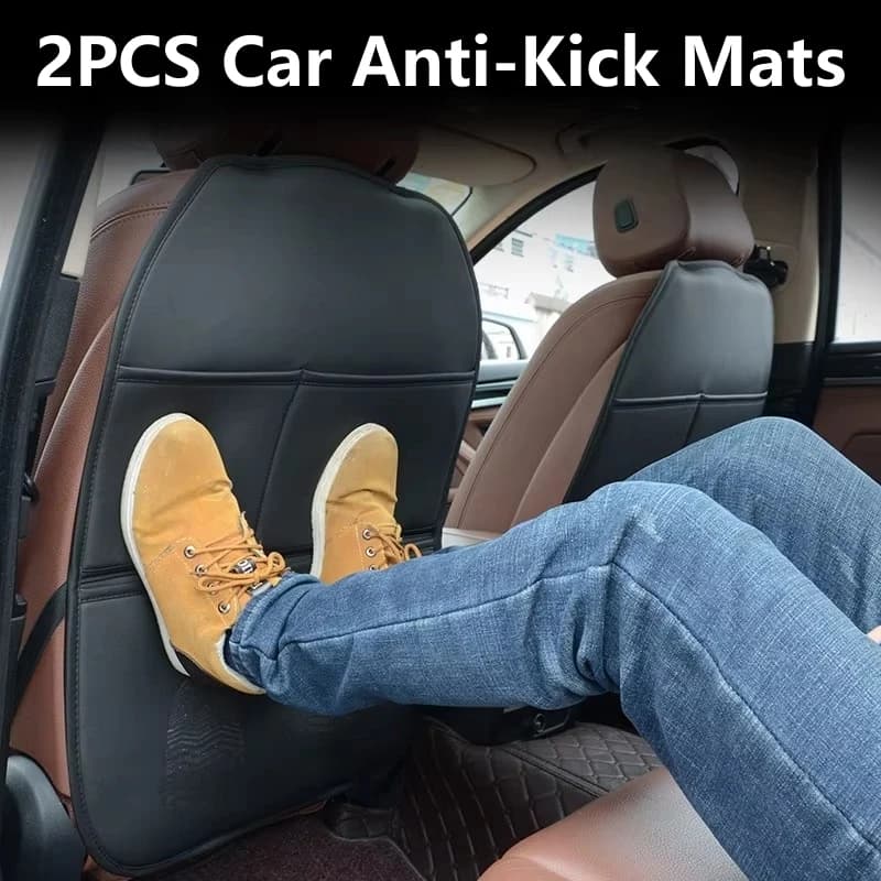 2PCS PU Car Leather Raincoat Anti-Calcio Zerbino Car Seat Back Cover For Kids Car Seat Anti-Slip Pad