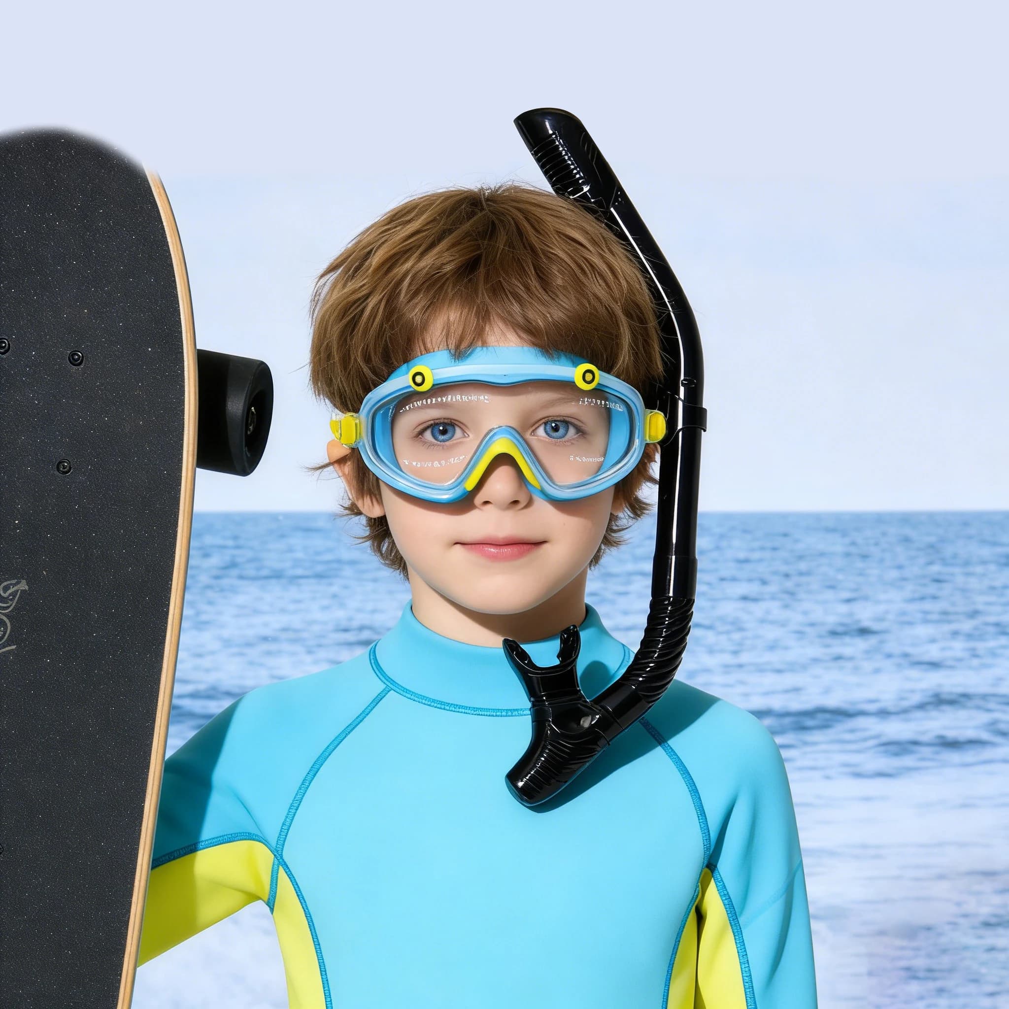 Children's Swimwear with Ear Guards, for Boys and Girls from 3 to 15 Years, Montatura Grande, Vision HD, Anti-loss, Silicone Comfortable for Snorkeling and Swimming