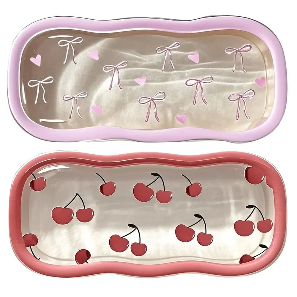 Fashion Pink Bow Glasses Case Cherry Hard Shell Eyeglass Case Portable Cute Eyewear Holder for Sunglasses Reading Glasses