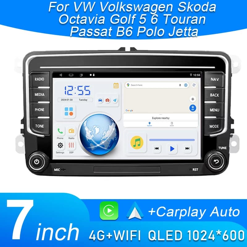Android Car Radio GPS For VW Volkswagen Skoda Octavia Golf 5 6 Touran Passat B6 Polo Jetta 2Din Multimedia Playe0r NO 2DIN DIN