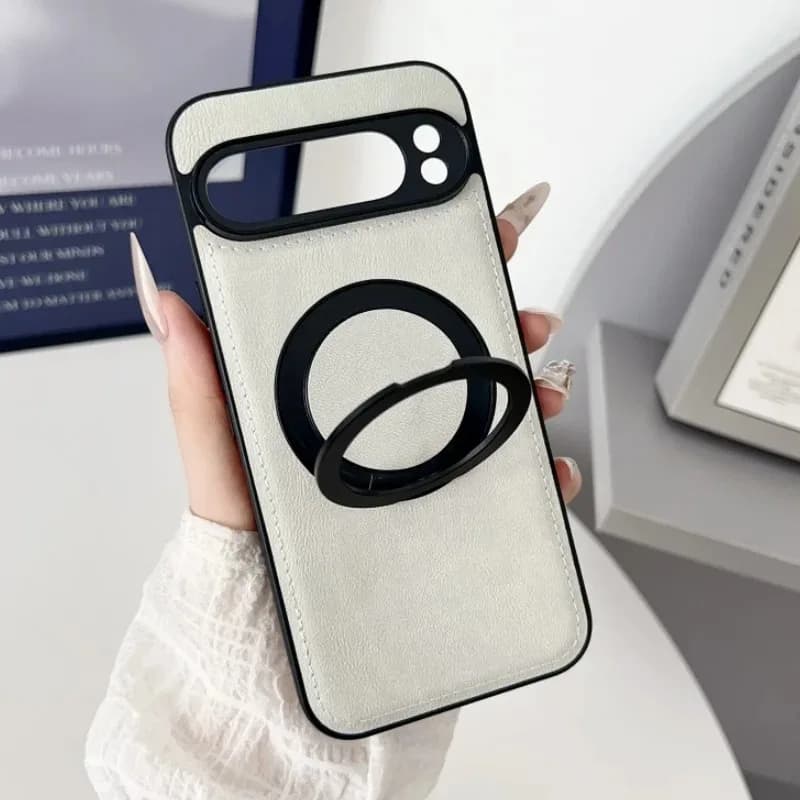 Texture in pelle magnetica 360 ° Custodia con supporto girevole per Google Pixel 10 9 8 Pro XL 9A 8A Custodia protettiva antiurto per ricarica wireless