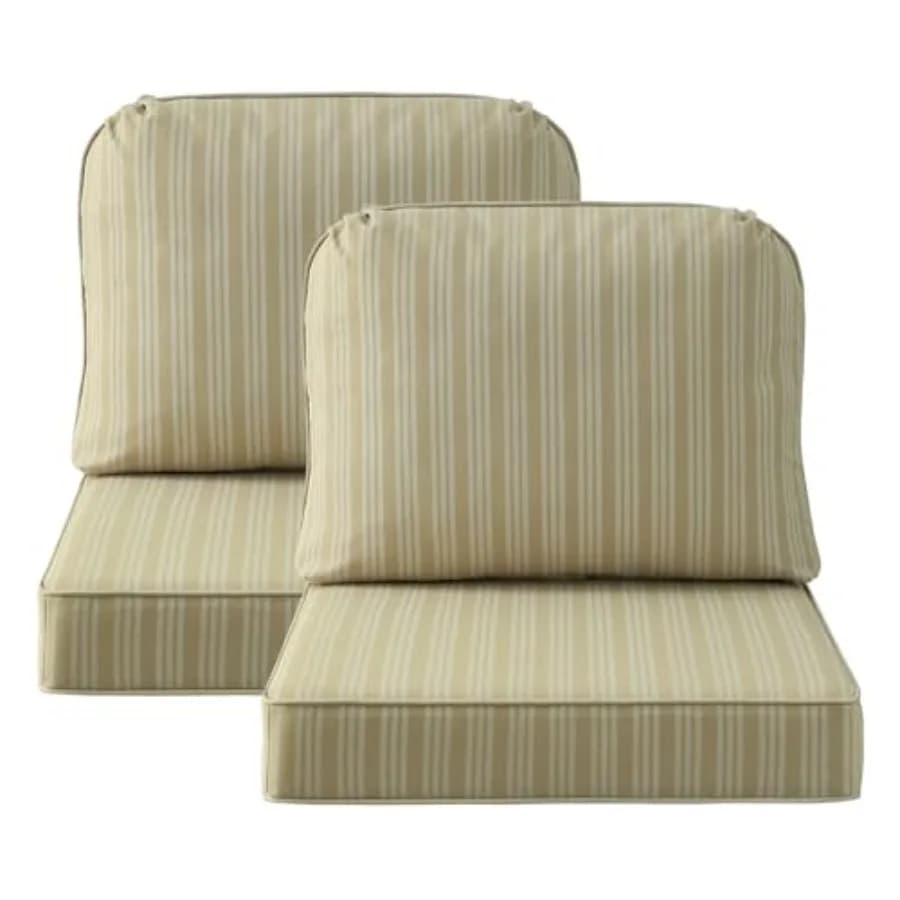 Cuscini da esterno per mobili da giardino Set di 2 Cuscini per sedie idrorepellenti da 24"x24" Fondo del sedile rimovibile e cuscino dello schienale