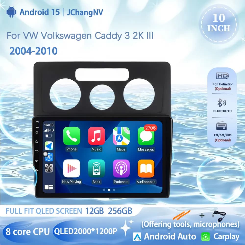 Android 15 Per VW Volkswagen Caddy 3 2K III 2004-2010 Autoradio Multimedia Video Player Navigazione stereo GPS No 2din no dvd 4G