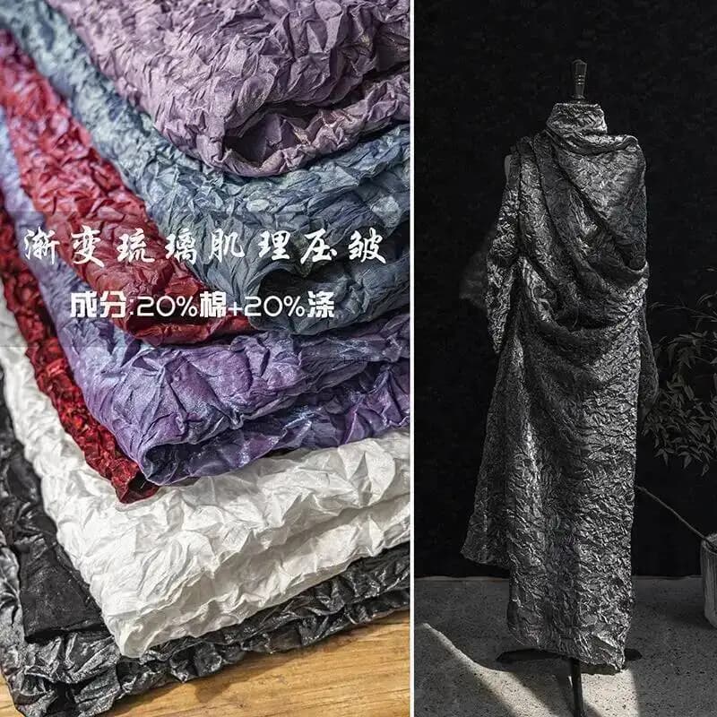 Gradient Glazed Texture Pleated Fabric Dress Pants Hanfu Clothing Designer Fabric