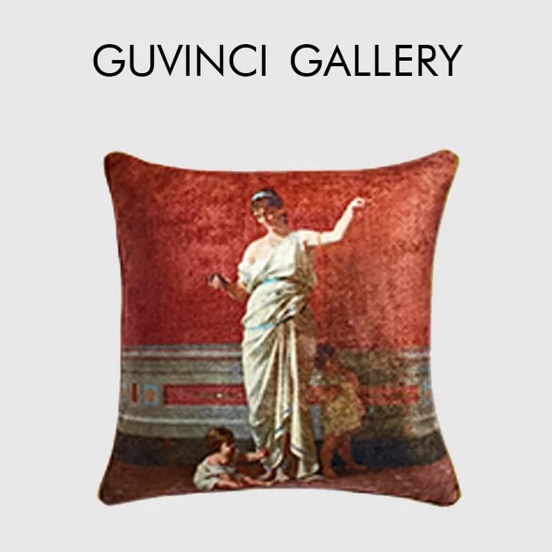 GUVINCI Roman Art Oil Painting Inspired Cushin Covers Retro French Superior Sense Throw Pillow Case 45x45cm For Living Room Sofa
