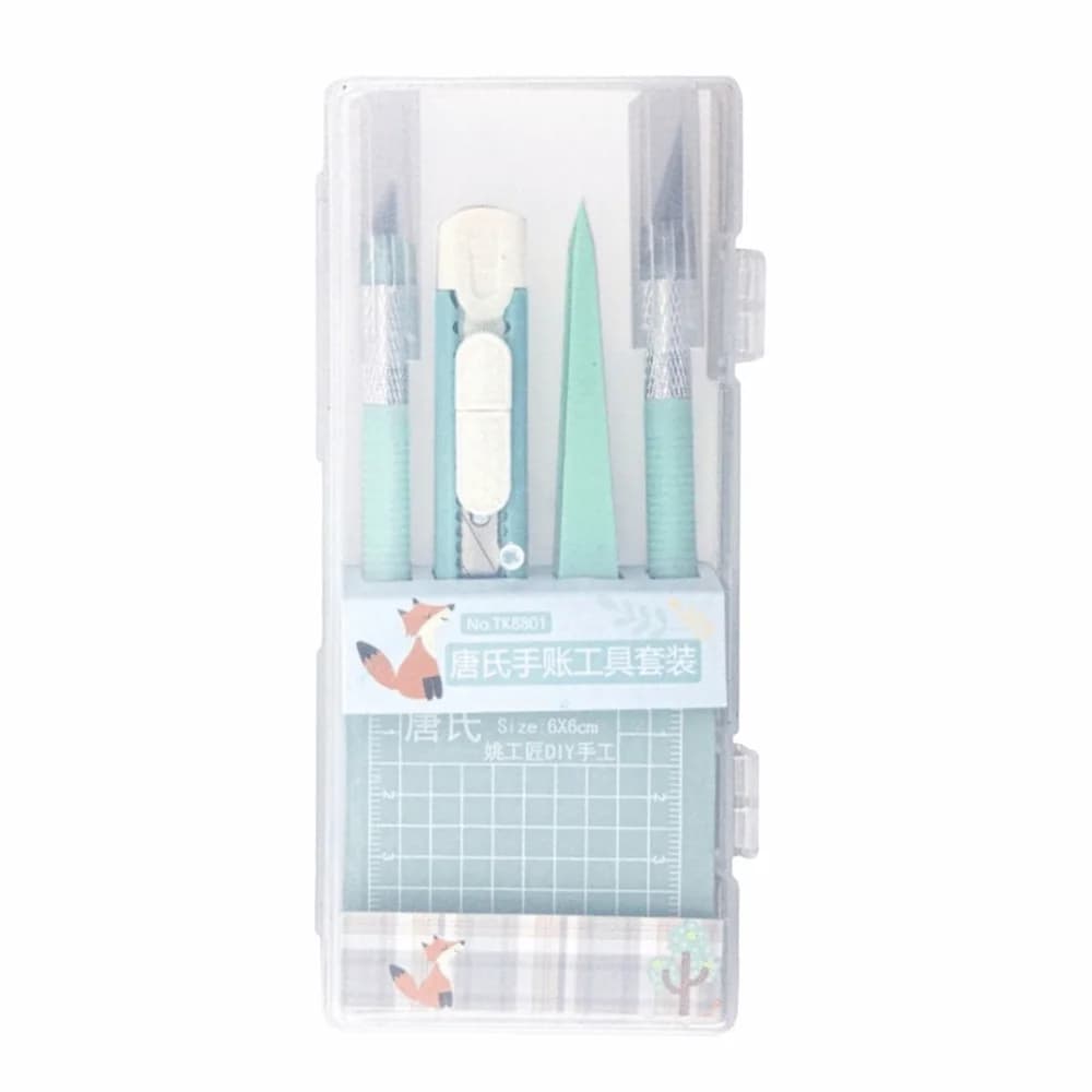 5pcs/Set New DIY Scrapbook Tool Set Non-Slip Mats Tweezers Pens Art Cutting Tools Kit Paper Crafting Carving Craft Paper Pen