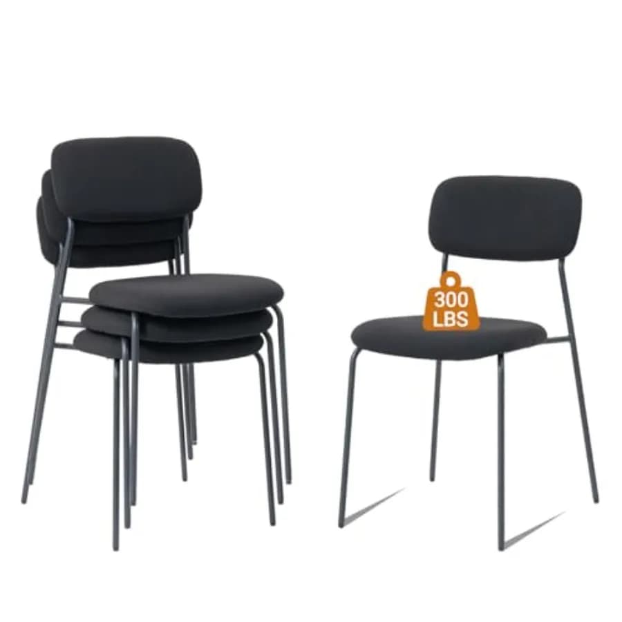 Stackable Armless Upholstered Guest Chairs Set of 4 with Comfortable Cushion for Conference Rooms Reception Areas Break Rooms a