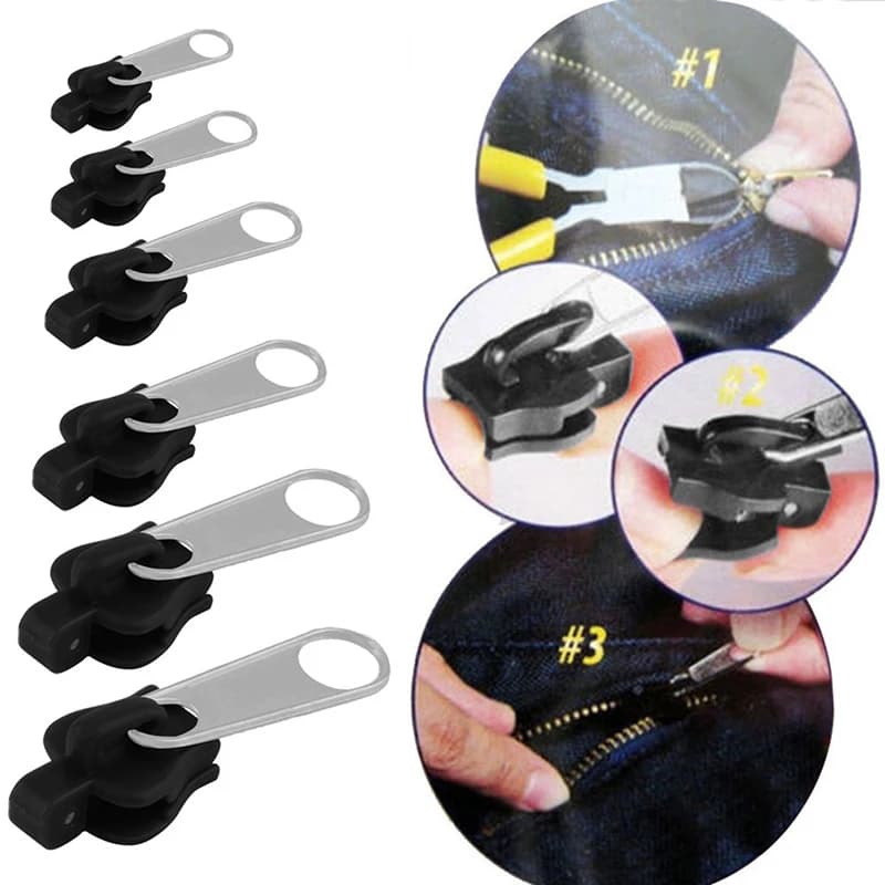 New#6pcs Instant Zipper Universal Instant Fix Zipper Repair Kit Replacement Zip Slider For DIY Sew