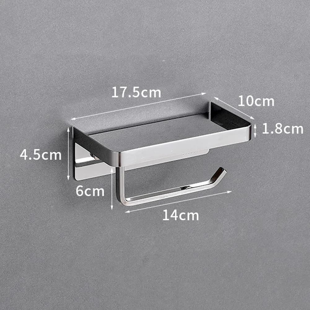 Stainless Steel Toilet Paper Holder With Shelf, Wall Mount Bathroom Tissue Storage For Rolls Storage Household Supplies